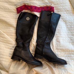 Black Tory Burch Tall Leather Boots